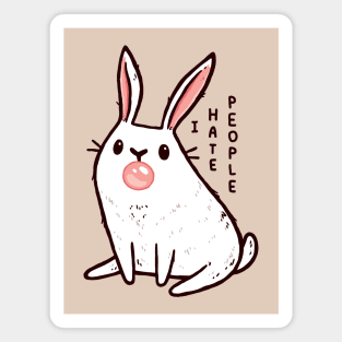 Cute Antisocial Bunny With Bubble Gum That Hates People Magnet